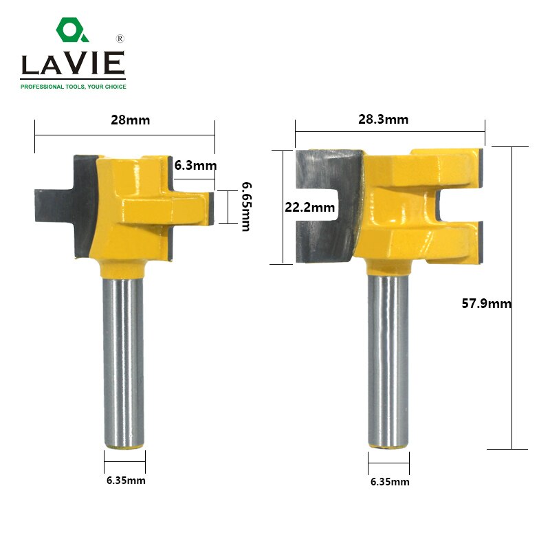 2pcs 1/4 Shank Carving Knife Square Tooth T-Slot Tenon Milling Cutter Router Bits for Wood Tool Woodworking