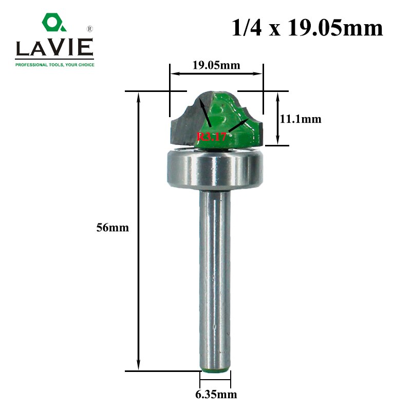 1pc 6,35mm vástago doble romano Ogee enrutador de bordes broca rodamiento línea de madera cuchillo fresa