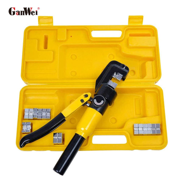 10 Ton Hydraulic Wire Crimper Battery Cable Lug Terminal Crimping Clamp Tool with 9 Dies