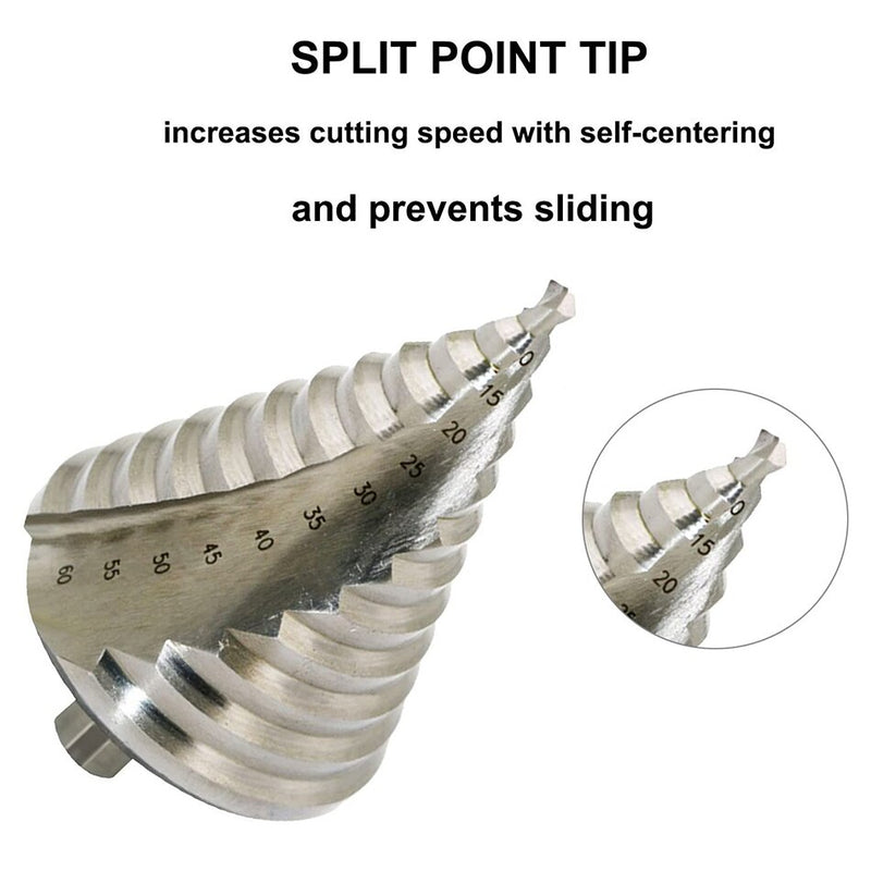 6-60mm Spiral Groove Step Drill Bit HSS Titanium Plating 12 Steps Hole Cutter Stepped for Aluminium Metal Wood PVC