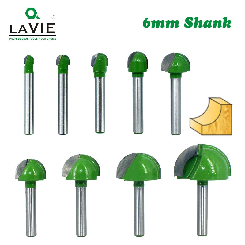 6mm Shank Ball Nose Router Bits Set End Mill Round Cove Box Solid Carbide CNC Radius Core Milling Bit