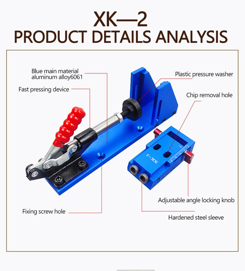 Woodworking Positioning Center Drilling jig Mini Hand Punch Pocket Hole Hig Bit Set Wood Drilling Board Splicing Tool