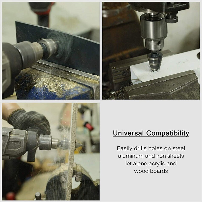 Broca escalonada de perforación más rápida de doble acanalado, broca Unibit profesional de 7/8 a 1-3/8 pulgadas para Metal, acero, madera y aluminio