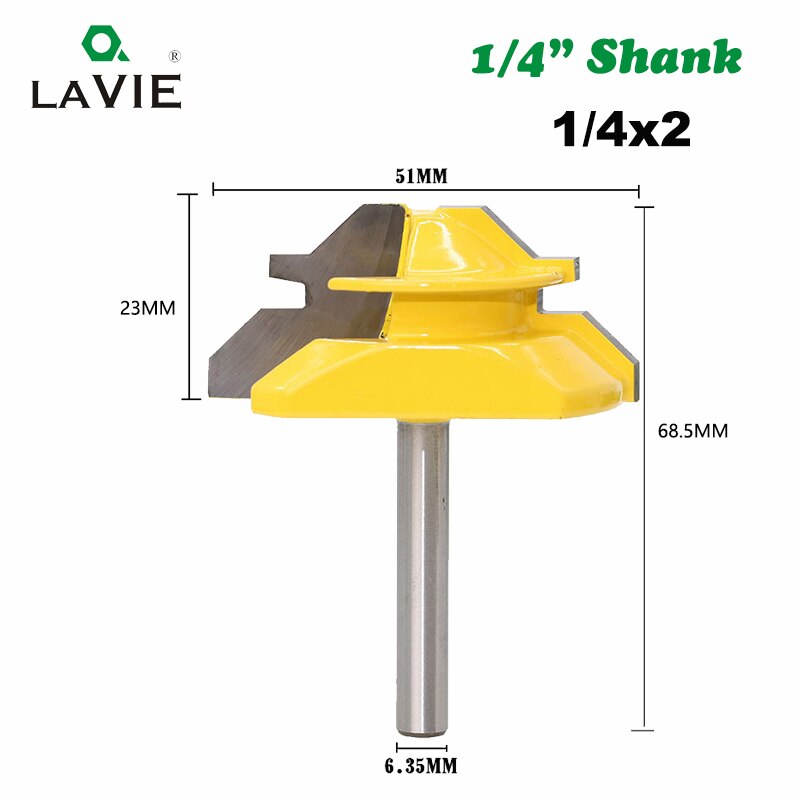 1/4" Shank Medium Lock Milter Router Bit 45 Degree 3/4" Stock Tenon Cutter