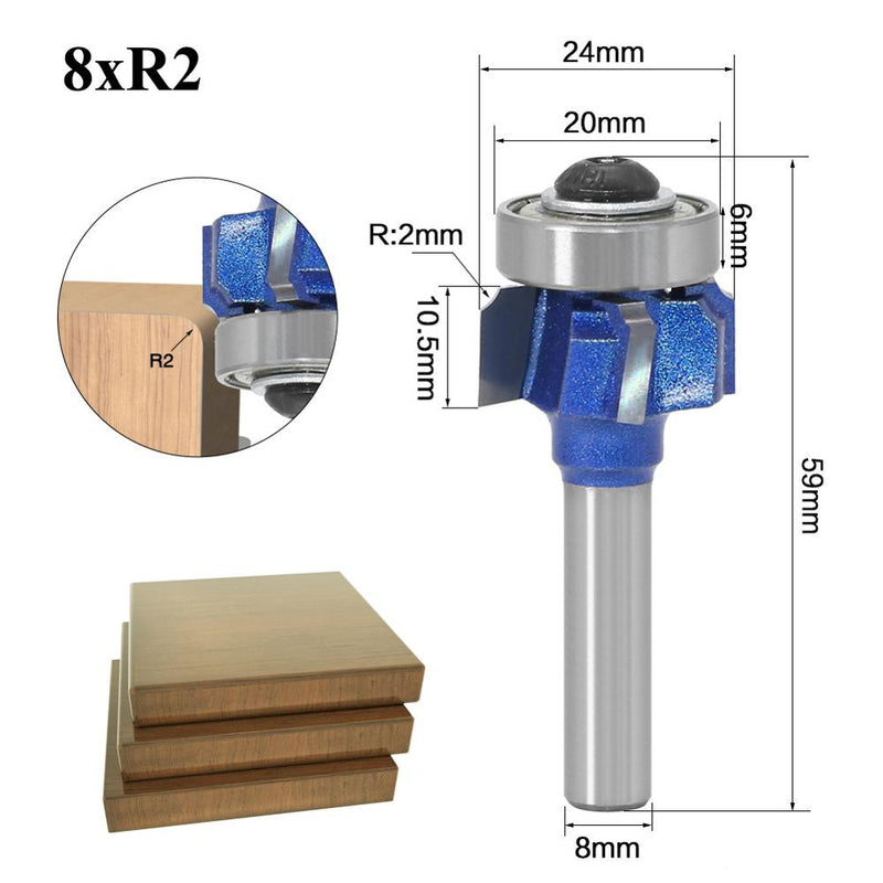 Broca enrutadora redonda de esquina Z4 de 6mm, 1/4, 8 vástagos, R1, R2, R3, borde embellecedor, molino de carpintería, broca cortadora clásica para madera 051-Z4