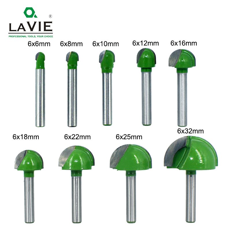 6mm Shank Ball Nose End Mill Round Nose Cove CNC Milling Bit Radius Core Box Solid Carbide Router Bit Tools MC06001