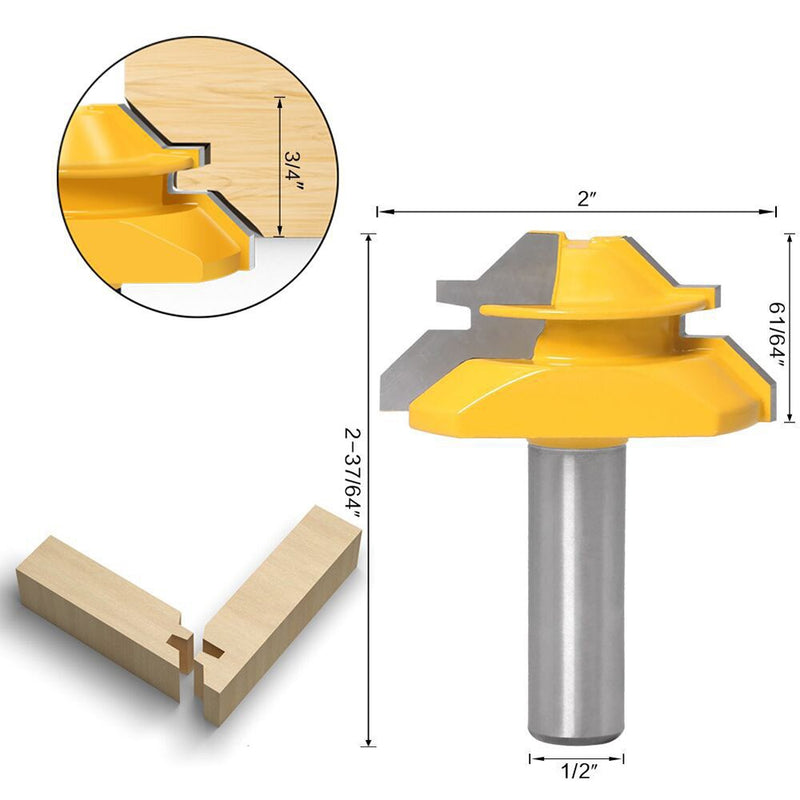 3PCS 1/4'' 12mm Woodworking Milling Cutters CNC Engraver Attachments Machine Wood Router Burrs Drill Bit Carpentry Tools