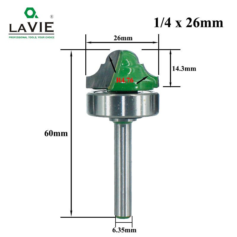 1pc 6.35mm Shank Double Roman Ogee Edging Router Bit Bearing Wood Line Knife Milling Cutter