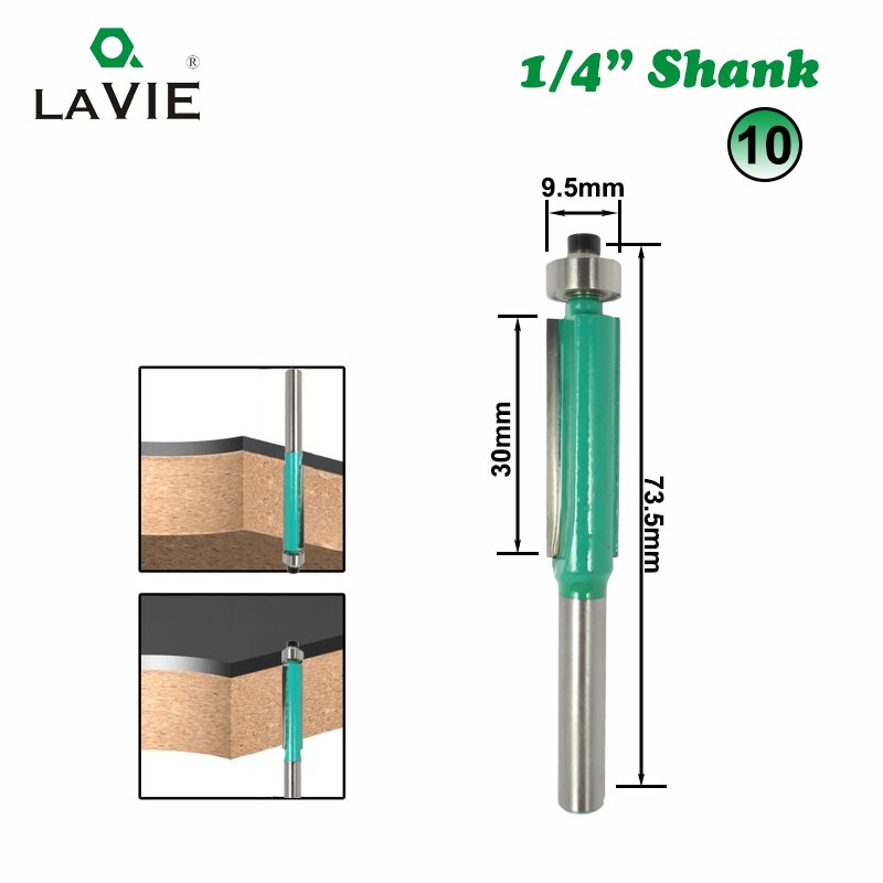 Broca enrutadora de madera con mango de 1/4 ", corte recto para TV, limpieza de esquina redonda, caja de brocas, fresa, 1 ud.