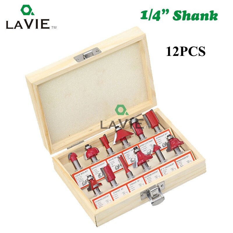 12pcs 15pcs 1/4" Router Bit Milling Cutter Wood Bits Straight Shank Carbide Cutting Tools