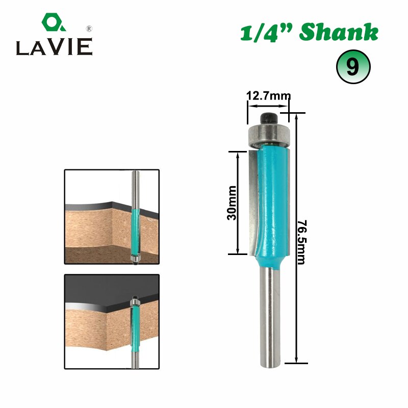 1pc 1/4" Shank Wood Router Bit Straight T V Flush Trimming Cleaning Round Corner Cove Box Bits Milling Cutter