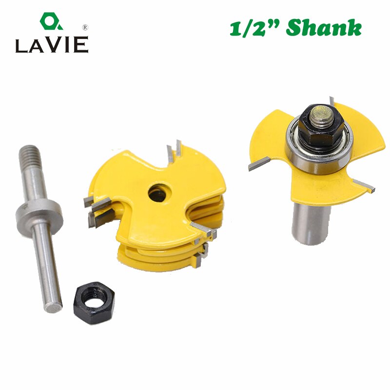 2pcs 12mm 1/2 Shank Slot Knife Cutters 3 Wing Router Bits Set 7pcs Blade Cemented Carbide Milling Cutter for Wood