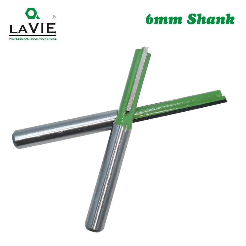 6mm Shank Single Straight Bit Double Flute Milling Cutter for Wood Tungsten Carbide Router Bit