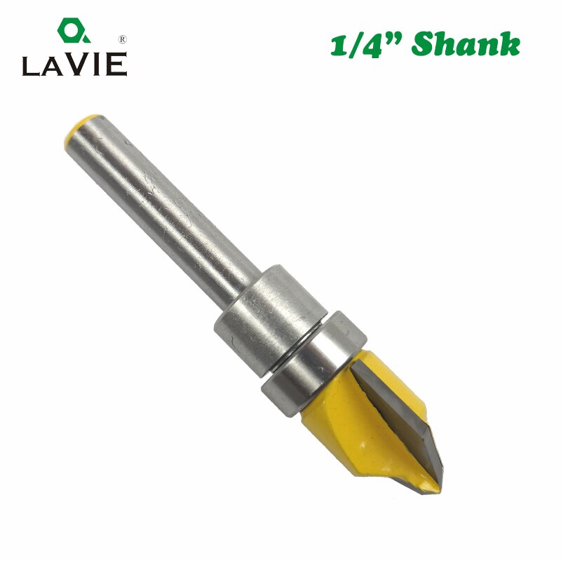 1pc 1/4 "vástago V ranura señal letras V ranurado Router Bit patrón plantilla cortador de carpintería