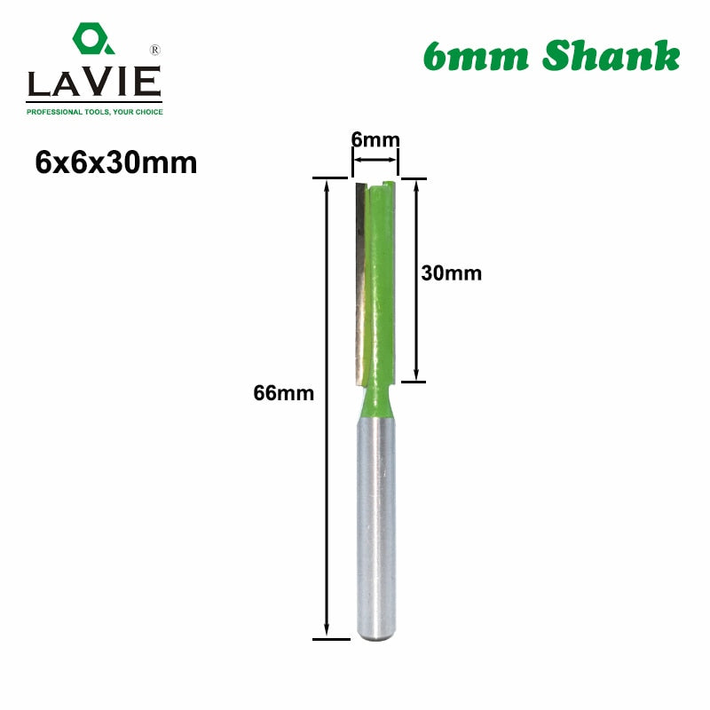 6mm Shank Single Straight Bit Double Flute Milling Cutter for Wood Tungsten Carbide Router Bit