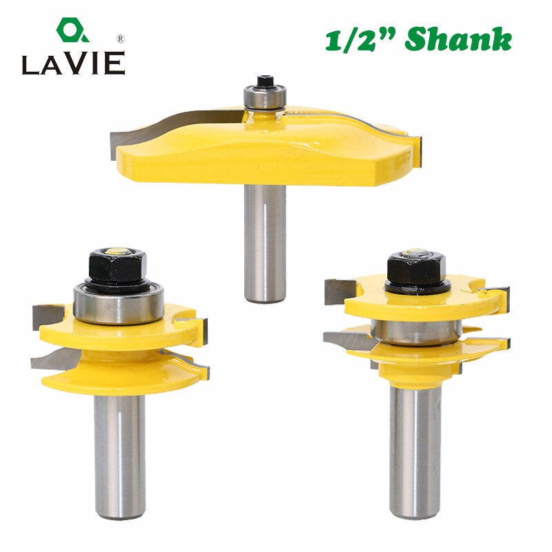 3 unids/set 12mm 1/2 vástago Panel de puerta gabinete Tenon Router Bit Set fresa para cortadores de carpintería herramientas de corte