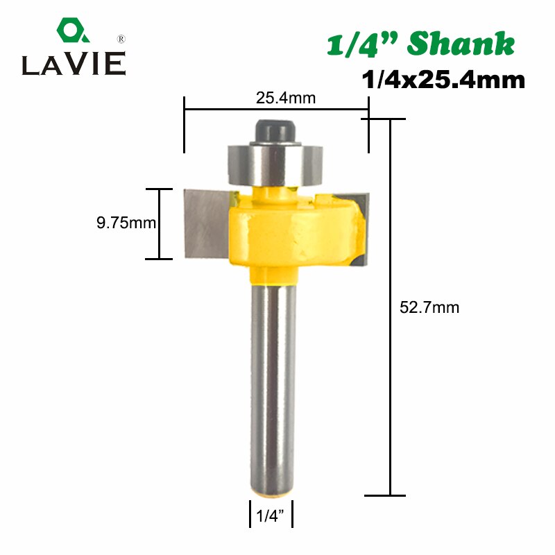 1pc 1/4 Inch Shank T Type Bit with Bearing Slotting Router Bit Milling Cutter T Slot Rabbeting Woodwork Tools