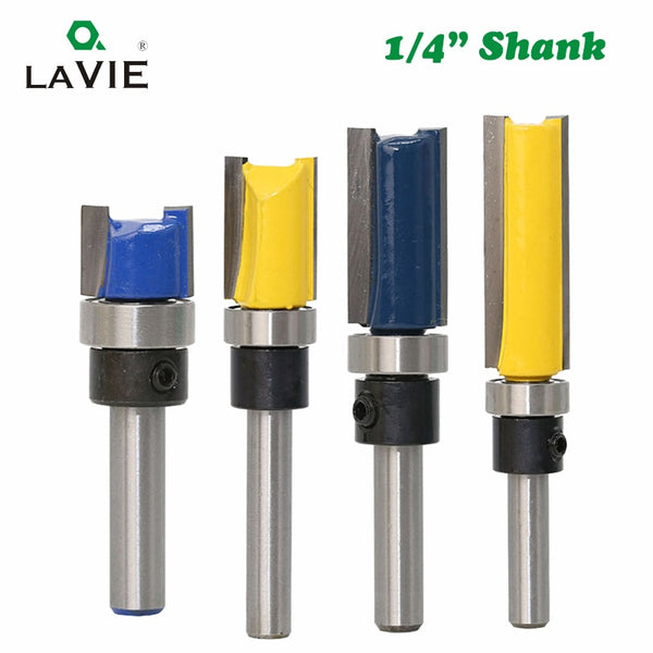 1PC 1/4 Shank Pattern Bit Flush Trim Bit Straight Bit with Bering Hinge Mortising Router Bit Wood Trimmer Cutter