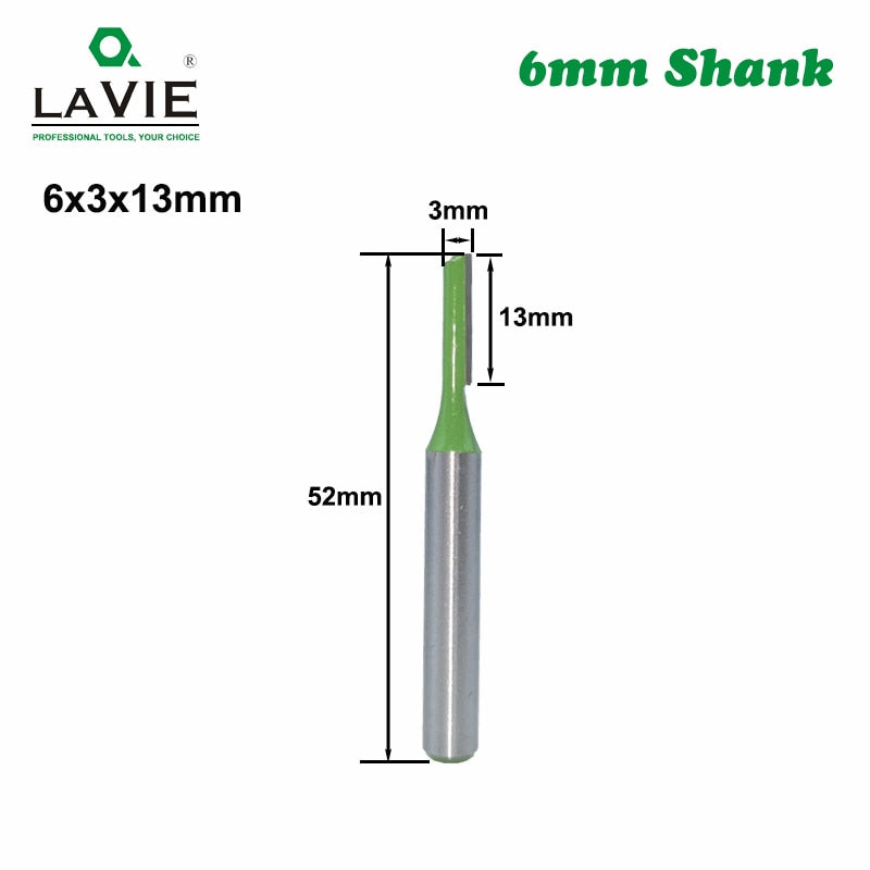 6mm Shank Single Straight Bit Double Flute Milling Cutter for Wood Tungsten Carbide Router Bit