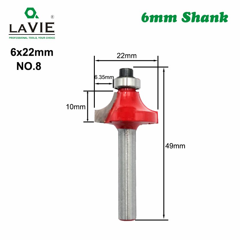6mm Shank Router Bit Straight T Bit V Flush Trimming Cleaning Round Corner Cove Box Bits Milling Cutter for Wood MC06010