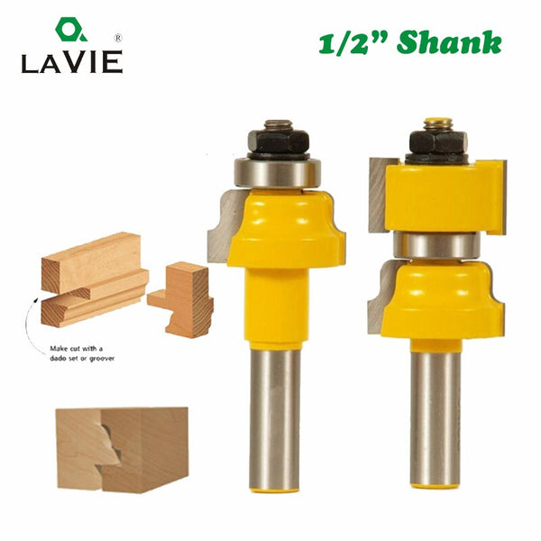 2pcs 12mm 1/2 Inch Shank Window Sash Router Bits Set Glass Door Tenon Milling Cutter Woodworking for Wood Machine