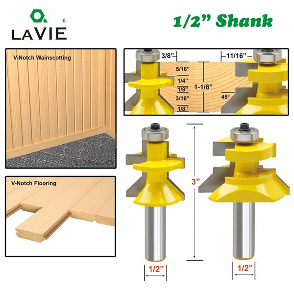 2 uds 12mm 1/2 vástago 120 grados enrutador broca fresa marco ranura espiga carpintería grabado juego de fresado de madera