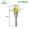 1pc 1/4 "vástago V ranura señal letras V ranurado Router Bit patrón plantilla cortador de carpintería