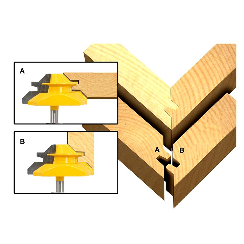 1/4" Shank 6.35MM 8MM 45 Degree Lock Miter Router Bit Tenon Milling Cutter Woodworking Tool For Wood Tools MC01 MC