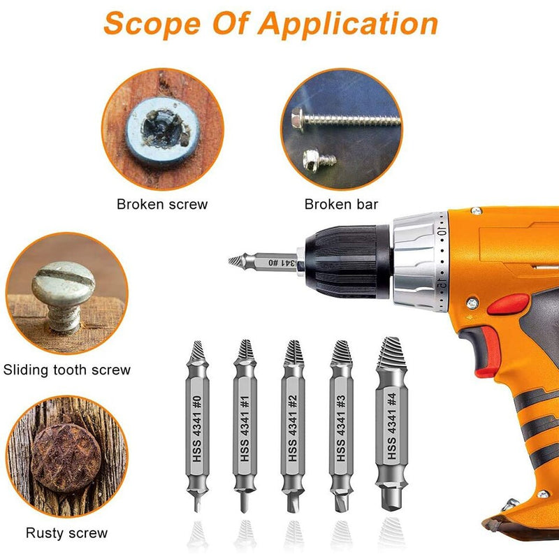 4/5/6 PCS Damaged Screw Extractor Drill Bit HSS 4341 Double Side Drill Broken Bolt Extractor and Screw Remover Tool Set