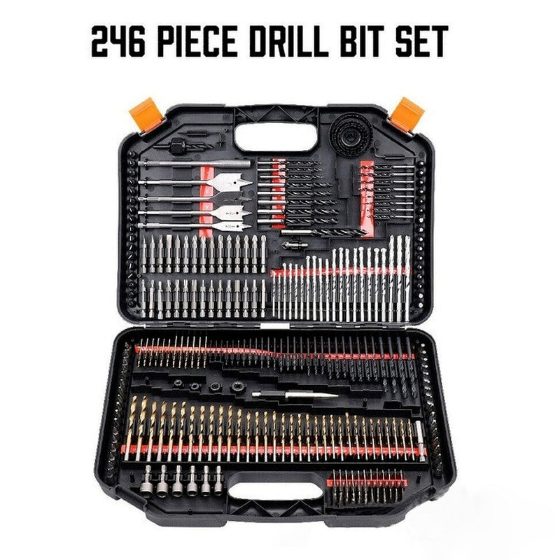 246PCS Drill Set Tool Woodworking Drill Bit High Steel for Woodworking Plastic and Aluminum HSS Drill Bit Set