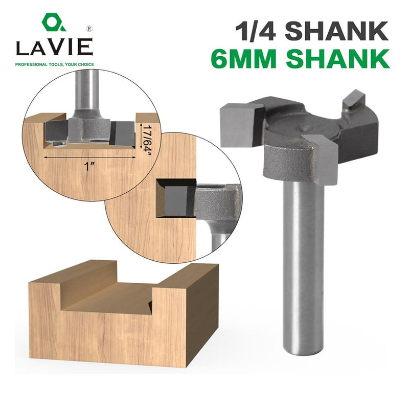 6mm 1/4" shank 3 teeth T-Slot Router Bit Milling Straight Edge Slotting Milling Cutter Cutting Handle