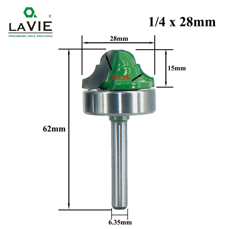 1pc 6,35mm vástago doble romano Ogee enrutador de bordes broca rodamiento línea de madera cuchillo fresa