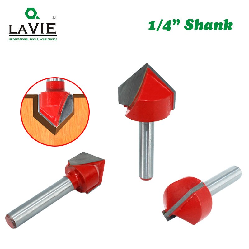 7pcs 6.35mm 1/4 inch Shank 90 Degree V Type Router Bit Edge Forming Bevel Woodworking Milling Cutter