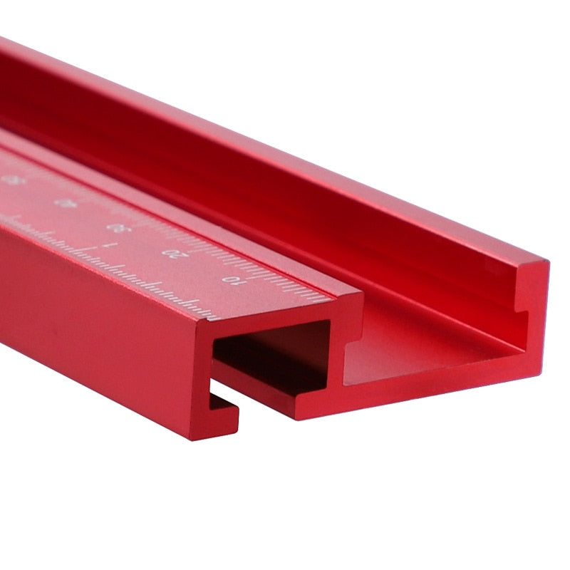 Carril guía de mesa de aleación de aluminio de 400-800MM, tipo 45 pulgadas métricas rojas con escala, mango de empuje, herramienta de carpintería