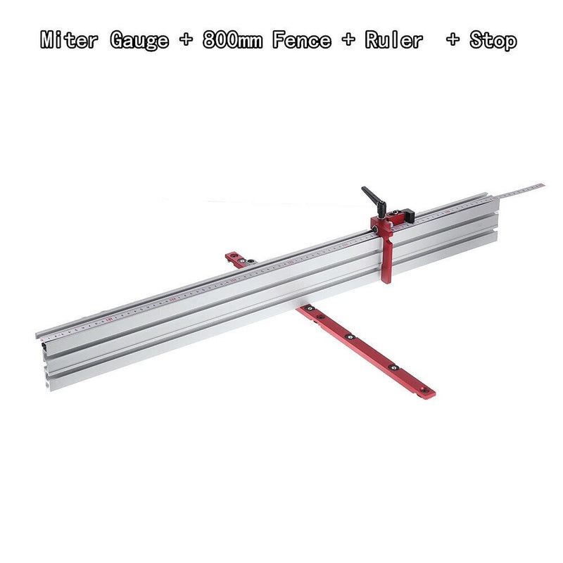 Calibre de inglete para carpintería, ángulo de 450mm, 0-90 grados, con parada de valla de aleación de aluminio, regla de montaje para enrutador de Sierra de mesa