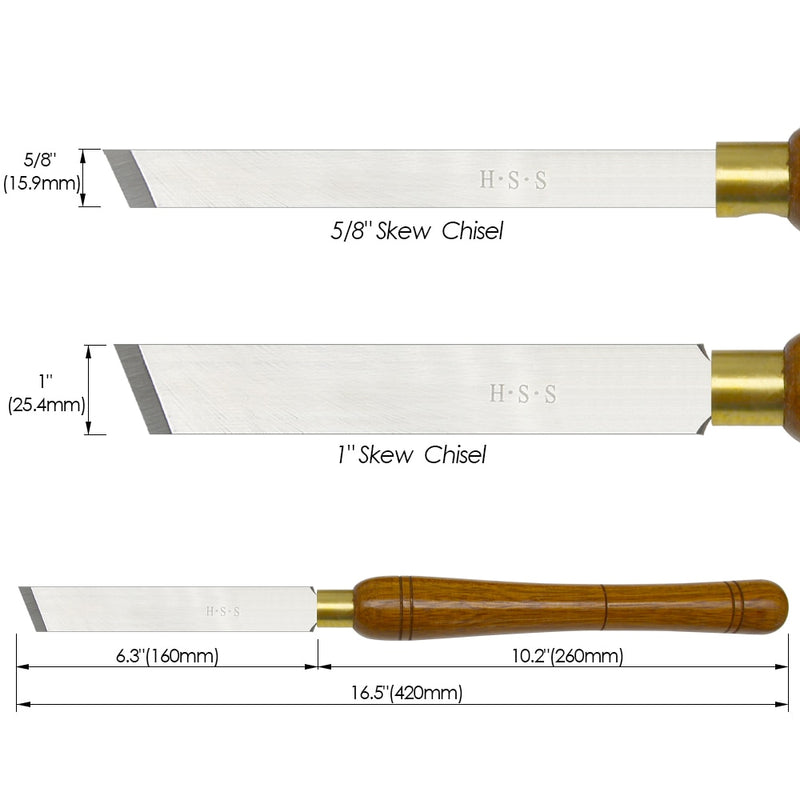 Herramientas de torneado de madera con cincel oblicuo, hoja HSS de 1 ''y 5/8'', herramienta de torneado de madera, casquillos de latón, mango de nogal para torno de carpintería