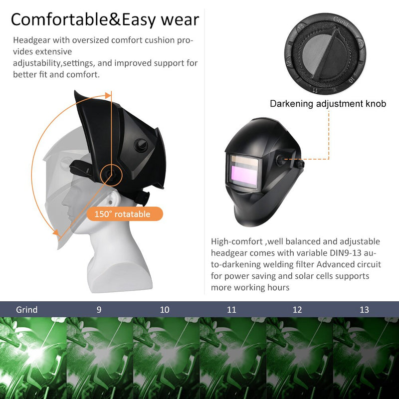 Solar Welding Mask Helmet Auto Darkening Adjustable Range 4/9-13 MIG MMA Electric Welding Lens for Welding Machine